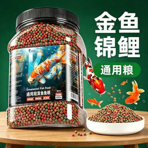 鱼粮通用型小颗粒1mm3mm观赏鱼金鱼锦鲤粮小型鱼上浮型营养鱼饲料
