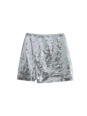 Sequin split half skirt with hip wrap short skirt 亮片半身裙