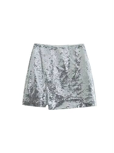 Sequin split half skirt with hip wrap short skirt 亮片半身裙