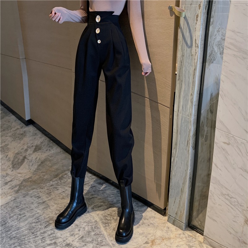 Overalls High Waist Cropped Carrot Pants Work Pants 女裤新款 女装/女士精品 休闲裤 原图主图