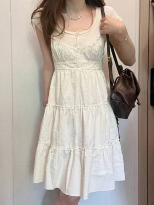 V-neck lace suspender dress for women2024V领花边吊带连衣裙女