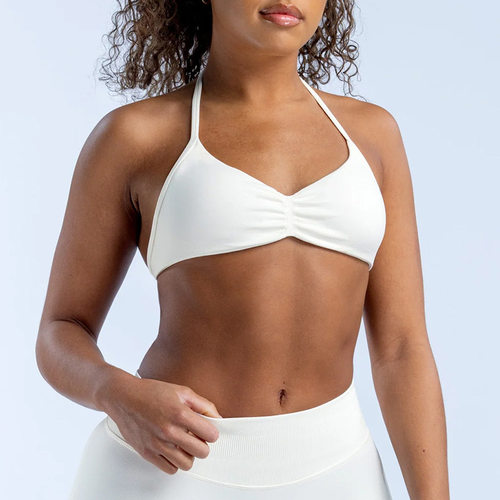 纯色挂脖瑜伽背心女镂空