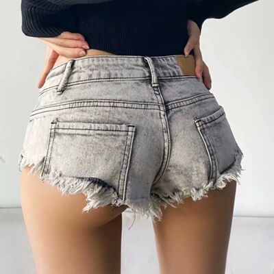 低腰毛边牛仔短裤女不易变形