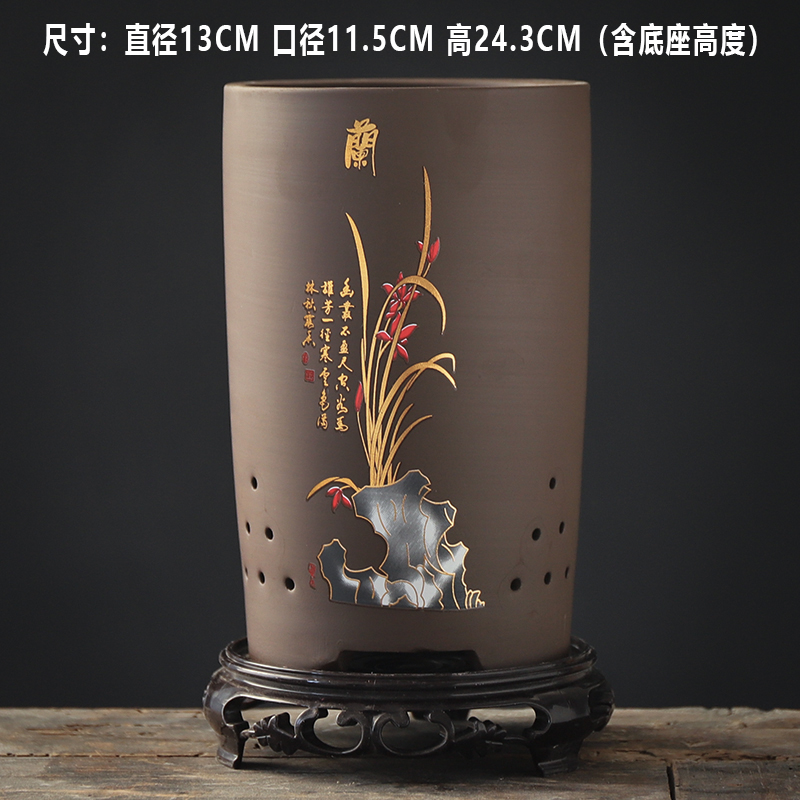 兰花悬崖桩君子兰高筒创意紫砂