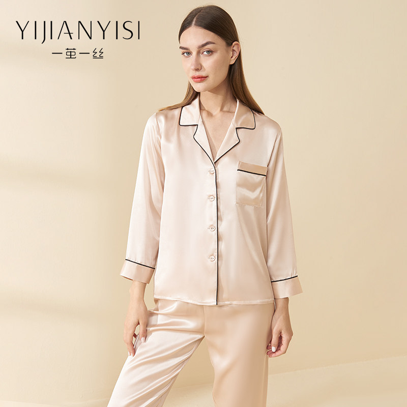 一茧一丝真丝睡衣春秋季女2022年新款夏天重磅桑蚕丝家居服套装