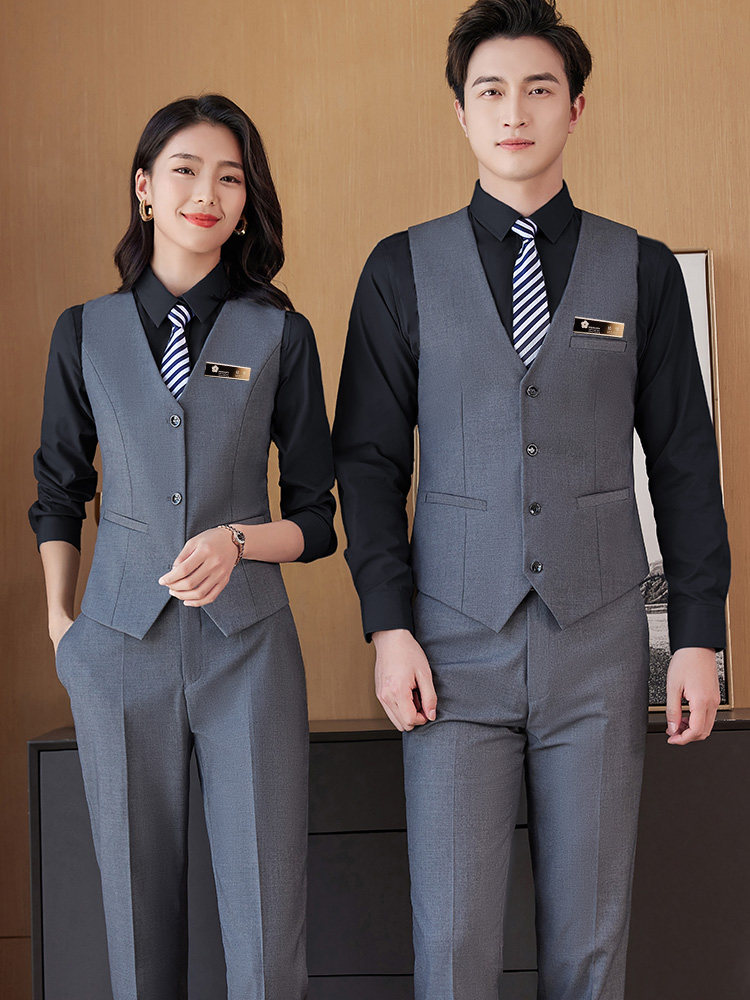 酒吧KTV前台收银员服务员女灰色马甲套装工装酒店经理销售工作服,女装/女士精品,酒店工作制服,淘宝优惠券,粉丝福利购,淘宝优惠卷