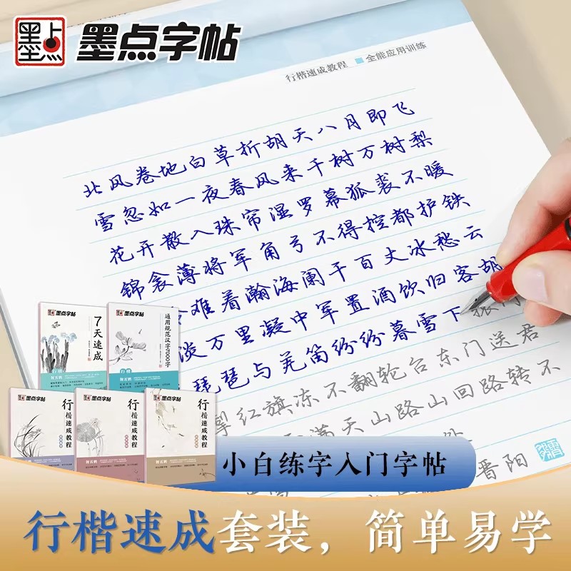 墨点荆霄鹏行楷字帖速成硬笔书法练字入门笔画偏旁间架结构全能应用训练成人大学生行楷速成字帖成人练字静心钢笔临摹专用练字本