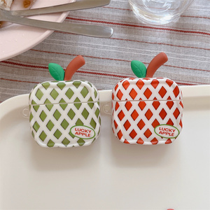 韩系小清新青苹果泡沫网袋适用airpods4耳机套airpodspro3代苹果保护壳耳机套二代蓝牙保护壳PRO2立体情侣潮