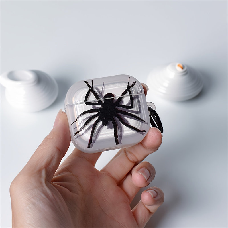 卡通个性简约大蜘蛛适用airpods4代降噪版耳机套苹果2/3三代AirpodsPro第二代保护壳Pro3透明软壳情侣搞怪潮