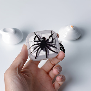 卡通个性简约大蜘蛛适用airpods4代降噪版耳机套苹果2/3三代AirpodsPro第二代保护壳Pro3透明软壳情侣搞怪潮