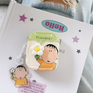 日韩立体蜡笔小新阿呆小花适用airpods4代耳机套苹果2/3三代AirpodsPro第二代保护壳Pro2软壳情侣卡通萌系潮