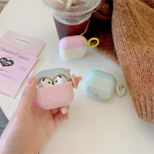 小清新马卡龙撞色条纹适用airpods4代降噪版耳机套苹果2/3三代AirpodsPro第二代蓝牙耳机保护壳Pro2软壳少女