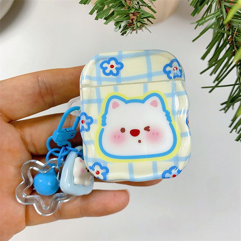 格子蓝花西高地小狗适用airpods4代耳机套苹果2/3三代AirpodsPro第二代降噪版保护壳Pro2少女软壳韩系萌可爱