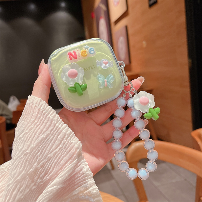 卡通简约立体花朵渐变小熊适用华为FreeArc蓝牙耳机套feee arc保护壳帕恰狗KT猫爱心潮涂鸦小狗情侣透明软壳