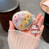 小清新卡通泼墨椰子招财猫适用塞纳S7S耳机套sanagS6Spro蓝牙保护壳s7s耳机壳彩虹透明软壳郁金香帕恰狗少女U