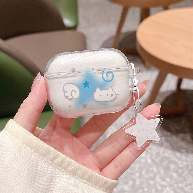 小清新四叶草渐变星星小鱼适用airpods4代耳机套苹果2/3三代AirpodsPro第二代保护壳Pro3透明蝴蝶卡通软壳女