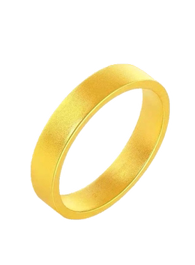 微奢妙珠情侣款足金黄金戒指对戒