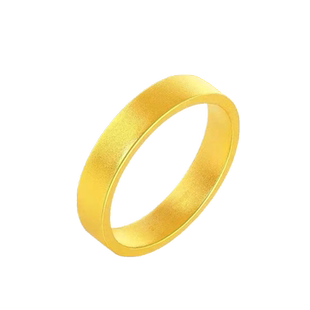 古法黄金传承戒指女999足金情侣款实心婚戒纯金平安无事闭口对戒