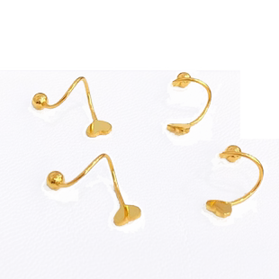 5G黄金扭扭耳钩999足金爱心光珠耳钉耳针纯金新款耳饰送女友礼物