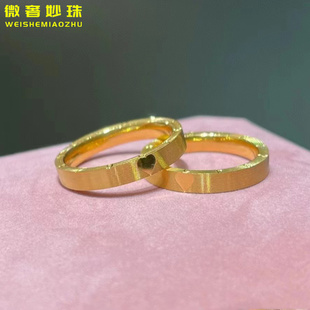3D硬金黄金数字戒指999足金cnc爱心时尚女款520简约指环情侣对戒