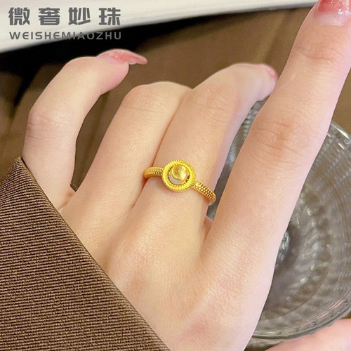 时尚黄金猫眼戒指999女士个性