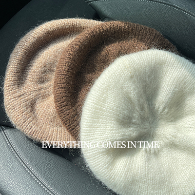 毛绒针织马海毛贝雷帽显脸小