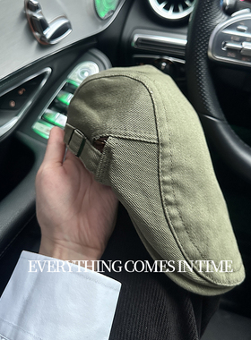 贝雷帽子女军绿色复古鸭舌帽显脸小前进帽鸭嘴帽春夏反戴报童帽子