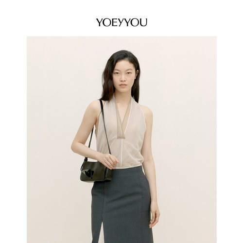 双层叠色V领上衣小众设计师品牌