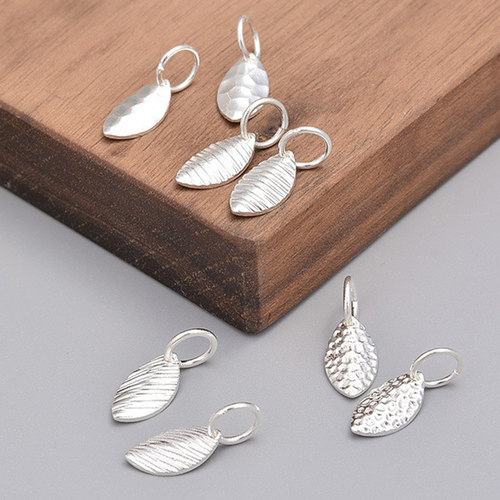 S925纯银叶子吊件国潮手工银