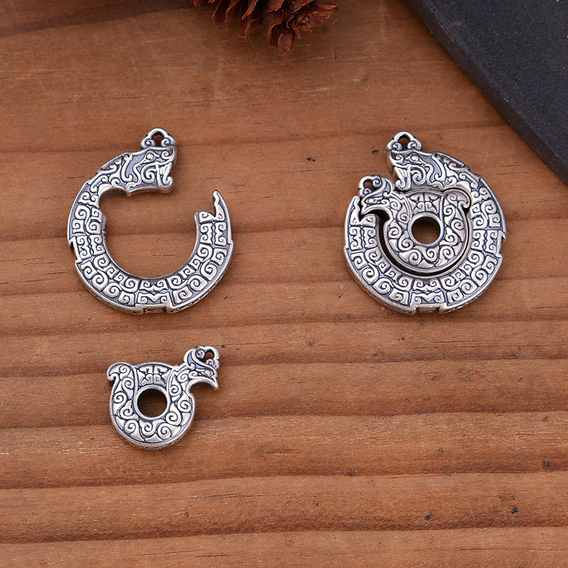 S999足银立体龙凤吊坠