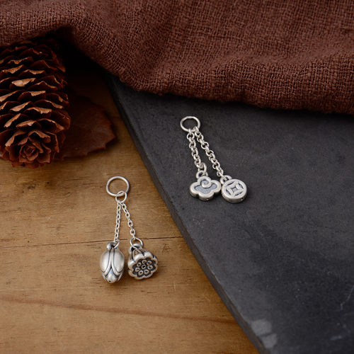 S999足银莲蓬花苞金钱祥云如意