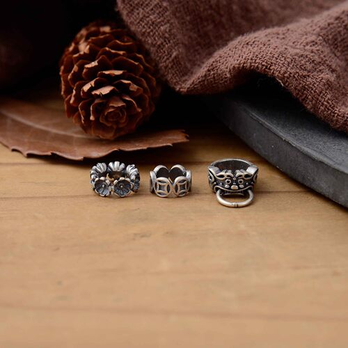 S925纯银花朵吞金兽隔珠配件