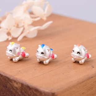 S999足银马上有福飞奔小马 胖嘟嘟可爱彩色小福马DIY串珠编绳配件