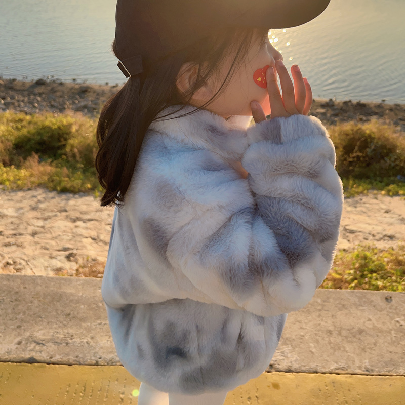 儿童棉服女童冬季加绒加厚渐变