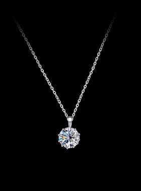 s925纯银莫桑简约项链小众设计感克拉轻奢风现代极简莫桑吊坠