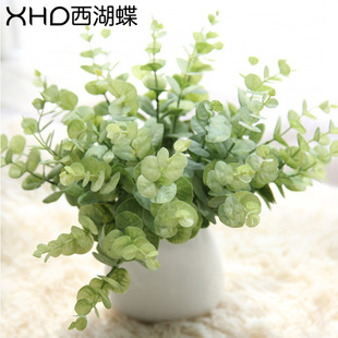 饰背景墙客厅家居摆设假花配草餐桌摆件 仿真植物墙尤加利绿植装