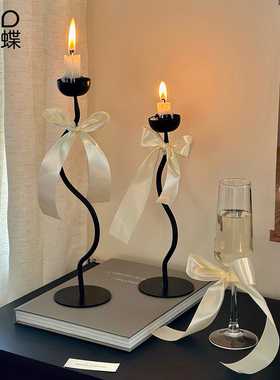 法式蝴蝶结铁艺蜡烛台座