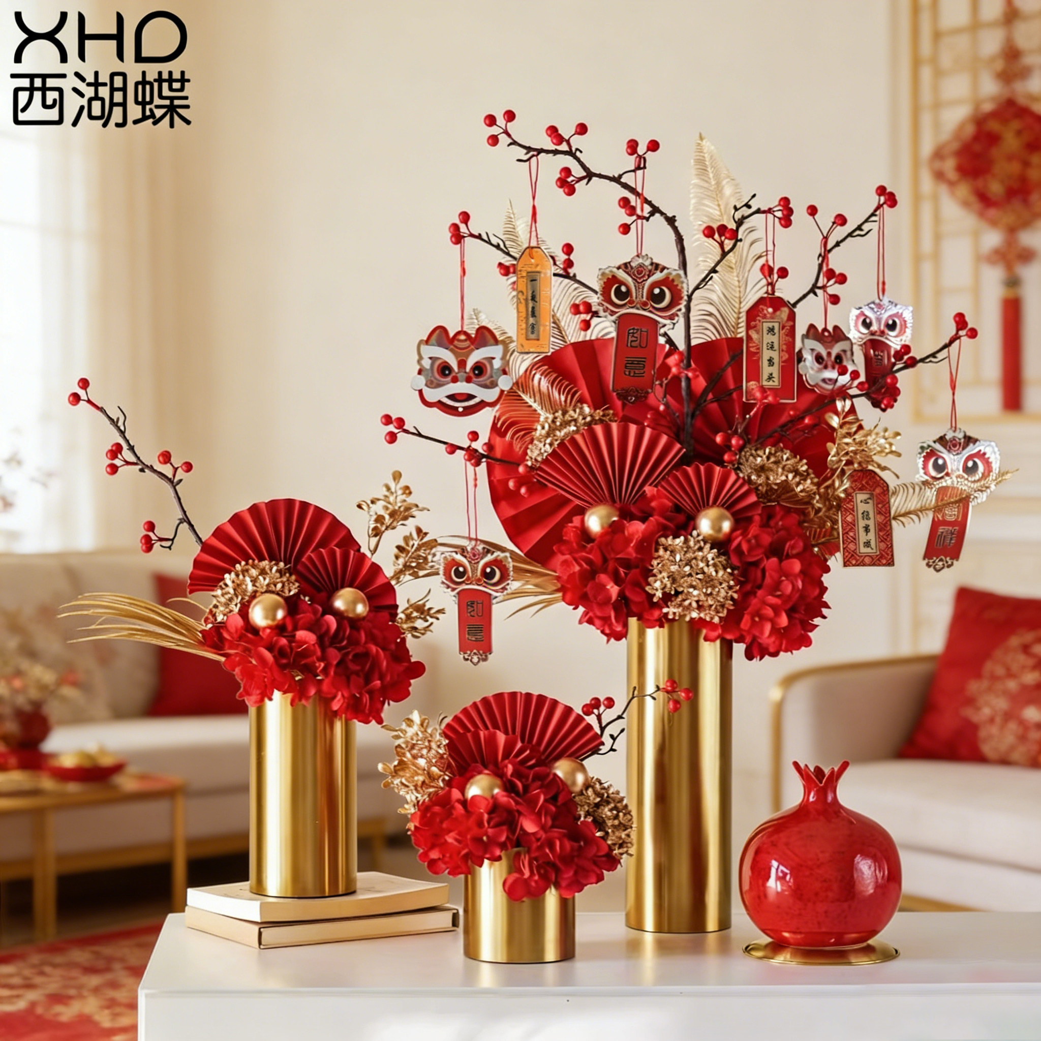 乔迁开业仿真花艺摆件喜庆发财果假花摆设新年宵花婚房装饰送礼物,节庆用品/礼品,创意摆件,淘宝优惠券,粉丝福利购,淘宝优惠卷