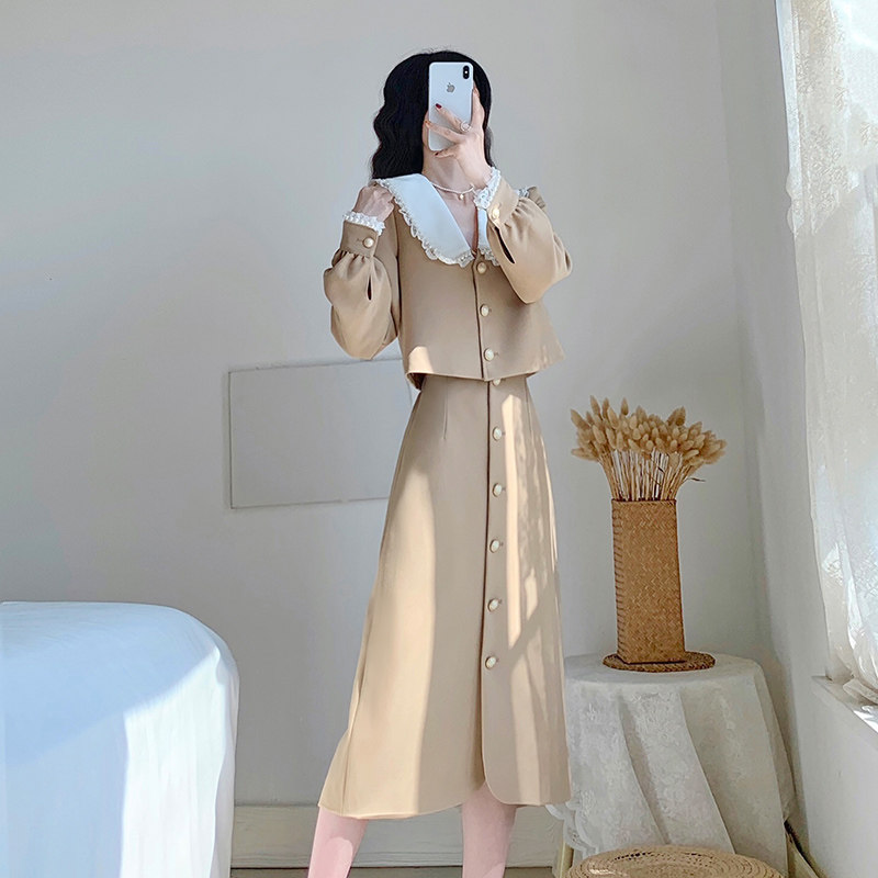 春装2022新款裙子法式气质收腰显瘦高端套装连衣裙轻奢复古半身裙