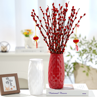 年宵花卉银柳真花鲜枝红色水培植物室内干枝红柳鲜花客厅干花摆件