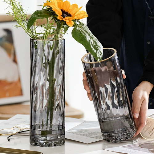 Легкая роскошная простая стеклянная ваза Прозрачная сеть красного цилиндра вертикальное цветочное сухое цветочное вставка цветочная бутылка гостиная декоративные украшения