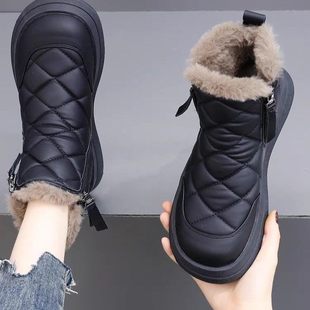 新款 时尚 加绒保暖棉鞋 女平底防滑软底妈妈鞋 2025冬季 中老年鞋 韩版