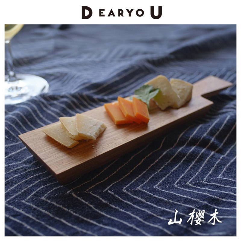 DEARYOU佐藤木材日本制进口樱木砧板西式切面包案板托盘带把手