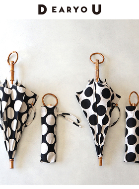 现货SUR MER日本制圆环竹柄伞棉麻长柄伞晴雨两用伞防晒遮阳伞