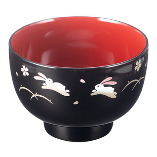 山中漆器日本进口宇野千代樱花月兔味增汤碗饭碗日式餐具家用