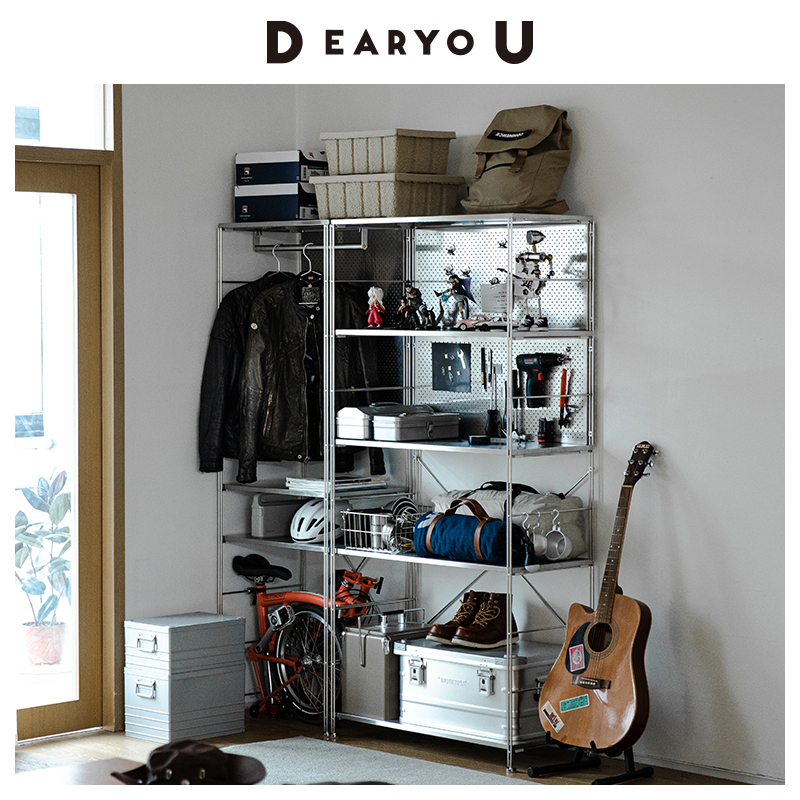 霜山工业风不锈钢客厅置物架