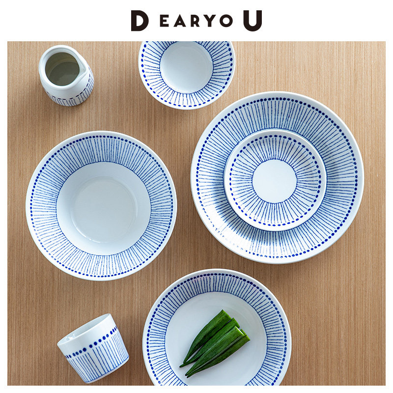 日本进口手绘苍十草瓷饭碗釉下彩菜盘子家用深盘日式拉面碗杯子,餐饮具,盘,淘宝优惠券,粉丝福利购,淘宝优惠卷