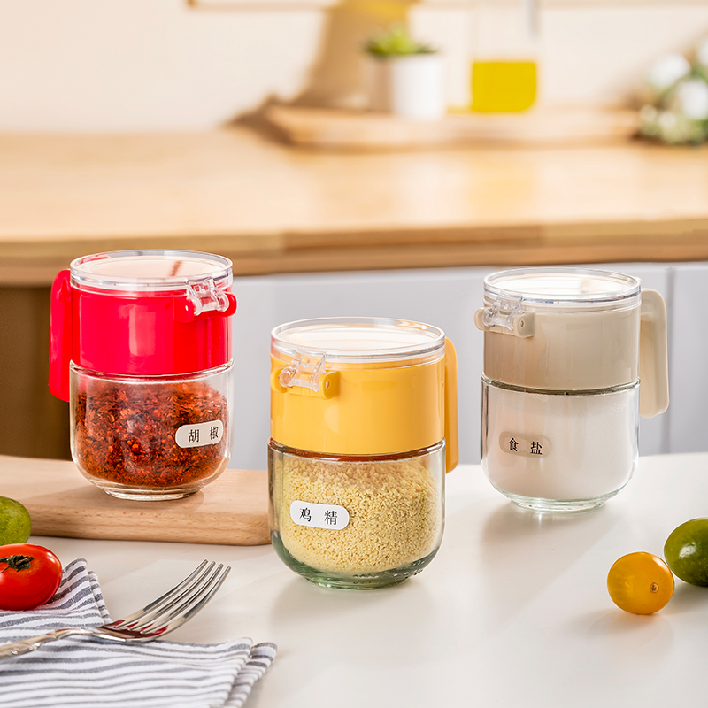神田密封调料罐 家用厨房调料盒味精盐罐大容量套装 玻璃调味瓶罐