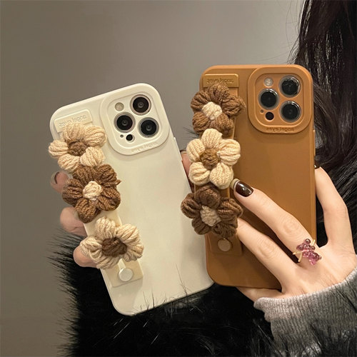 花朵毛绒手腕带个性手机壳