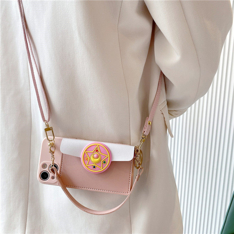 粉色百变小樱零钱包适用荣耀500手机壳400/300pro手提绳magic8/7背带200荣耀100/90/80/70斜挎x60全包x50防摔